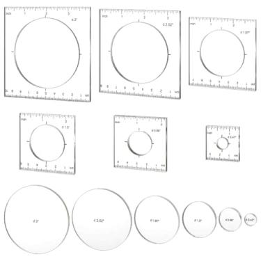 Imagem de PH PandaHall Pacote com 6 modelos de roteador, círculos, embutidos, réguas de escala de desenho, réguas de acrílico, modelos decorativos, conjunto de ferramentas de medição de costura para artesanato