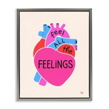 Imagem de Stupell Industries Feel All The Feelings Framed Floater Canvas Wall Art Design por Jessica Beck, Moldura Flutuante Cinza, 63 x 78 cm
