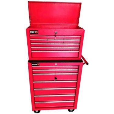 Imagem de Carrinho de Metal para Ferramentas com 7 Gavetas e Baú com 5 Gavetas -