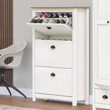 Imagem de Sapateira 3 Portas Basculantes Branco/Freijó Topázio Madeira Pinus - Finestra