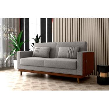 Imagem de Sofa Cama Aconchegante Esther 3 Lugares Linho Cinza (Cinza/Cacau)