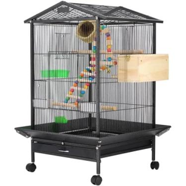 Imagem de Gaiola para pássaros com suporte para conure Gaiola para papagaios de ferro forjado resistente, gaiola para pássaros grande removível para reprodução, casa para pássaros à prova de respingos