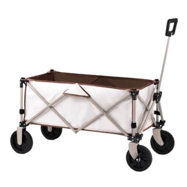 Imagem de carroça Carrinho de vagão com rodas dobrável, vagão de praia para compras com bolsa de rede, jardim, portátil, carrinho de mão, quintal e vagões para acampamento dobrável