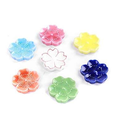 Imagem de 6 peças de cerâmica estilo japonês Sakura flor pauzinhos descanso colher garfo faca suporte