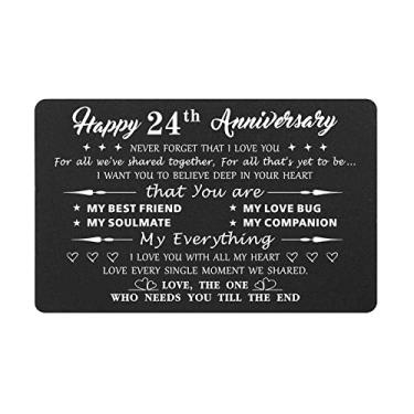 Imagem de Mataly Happy 24th Anniversary Card Gifts for Husband Wife - Never Forget That I Love You - Presentes gravados de aniversário de 24 anos para homens e mulheres