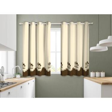 Imagem de Cortina de cozinha decoração tecido linhão 1,30 alt x 2,60 larg - Grup
