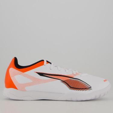Imagem de Chuteira Puma Ultra 5 Play IT Futsal Branca e Laranja, 41