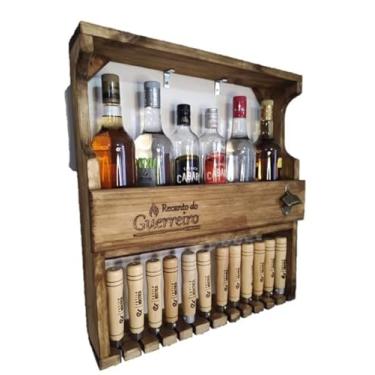 Imagem de Porta Espeto em madeira maciça com barzinho e abridor em metal 55x60 rustico