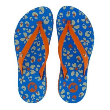 Imagem de Chinelo Kenner Ibiza Pro Maresia Feminino Azul e Laranja