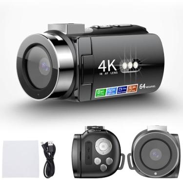 Imagem de Câmera de Vídeo Câmera de Câmera, Câmera de Vlogging de 64MP, Gravador de Câmera Digital de Zoom 28x, Tela IPS de 3,0 Polegadas de 270 Graus, Foco Automático Totalmente Automático