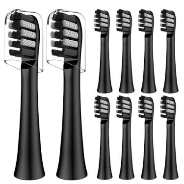 Imagem de Cabeças de substituição de escova de dentes compatíveis com escova de dentes Colgate 360 Sonic Power carvão a bateria, pacote com 10, preta
