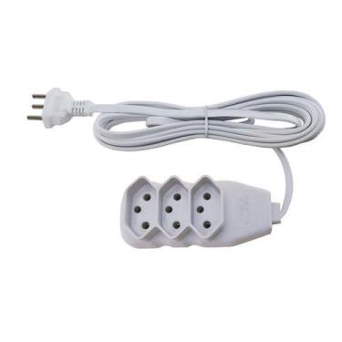 Imagem de Extensao 3 Tomadas 10a 3 Metros Branca 2P+T FL250 1069 - RACRAFI