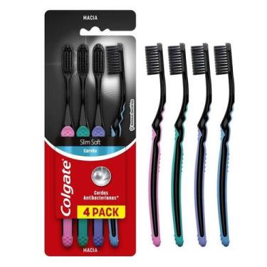 Imagem de Escova Dental Colgate Slim Soft Black 4 Unidades