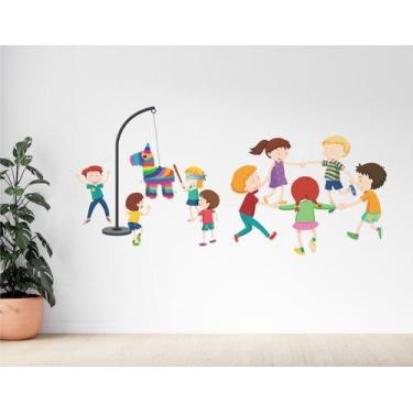 Imagem de Adesivo Parede Crianças Brincando de Roda Escola Espaço Kids - Colakoa