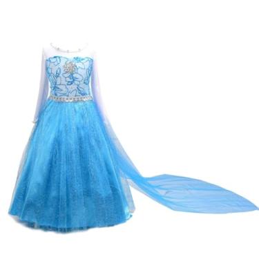 Imagem de Dressy Daisy Vestido infantil de princesa do gelo, fantasia de aniversário e dia das bruxas com cauda destacável tamanho 2T