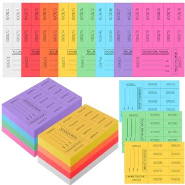 Imagem de Kosiz 1000 folhas 10 bilhetes de sorteio de licitação chinês bilhetes leilão folhas leilão bilhete de arrecadação de fundos numerado com nome e número de telefone por folha etiquetas de sorteio para