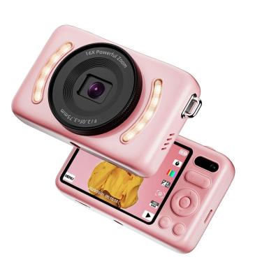 Imagem de Câmera digital Vaktare Gud 64MP 64GB de armazenamento 16X Zoom rosa