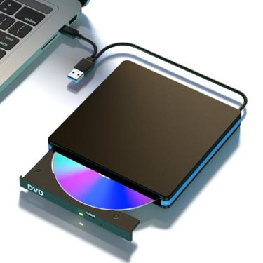 Imagem de APPINESSEY Unidade externa de CD/DVD para laptop e desktop, USB 3.0/Tipo-C gravador de CD portátil com design mudo, leitor de DVD portátil para MacBook Windows 11/10/8/7/XP Linux Mac OS Systems (2 em