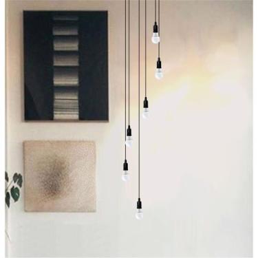 Imagem de Lustre para sala Pratic 6 lâmpadas Preto pé direito alto - Otago