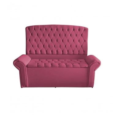 Imagem de Kit De Quarto Cabeceira De Cama Box E Calçadeira Baú Dubai King 195 Cm Suede Rosa Bebê Eli Móveis E Decoração