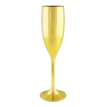 Imagem de Taça De Champanhe Acrílico Metalizada Dourada 180ml