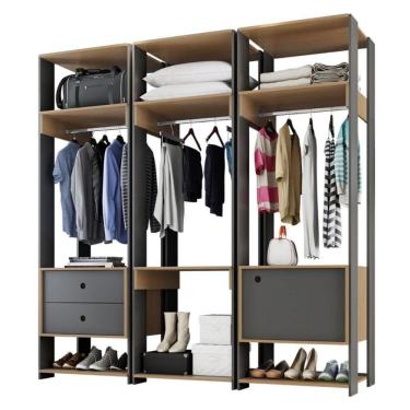 Imagem de Guarda Roupa 2 Gavetas E 1 Porta Siena Preto Freijó