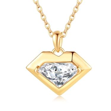 Imagem de lijiayione Colar com pingente de coração para mulheres, joia de ouro prata delicada perfeita presente para esposa, namorada ou mãe, colar romântico de corrente de ouro 14K para aniversário, dia dos