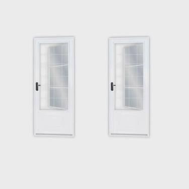 Imagem de Kit com 2 Portas de Aço Postigo 215x85cm com Grade Quadrada Minas Sul Mgm Branco