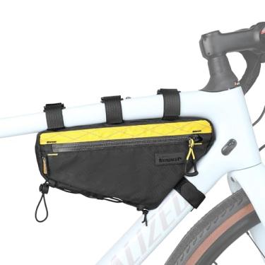 Imagem de Rhinowalk Bolsa para quadro de bicicleta à prova d'água Bolsa triangular para bicicleta 1,8 L, bolsa sob o tubo, acessórios profissionais de ciclismo (M)-preto e amarelo