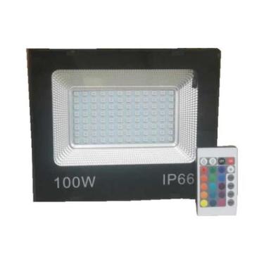 Imagem de Refletor Led 100w Holofote Prova Dágua Ip66 rgb  bivolt com controle r