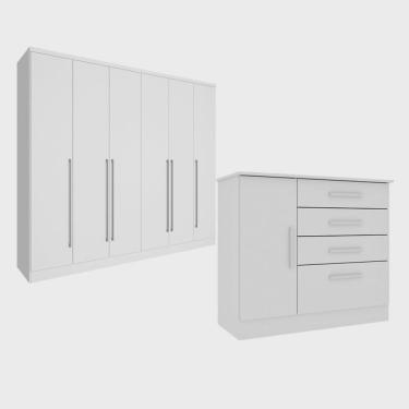 Imagem de Guarda-Roupa 6 Portas Portugal E Comoda 4 Gavetas Chicago Espresso Móveis Neve