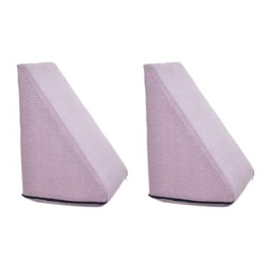 Imagem de 2 Almofada Travesseiros Triangular Encosto Apoio Costas Repouso Leitura Anatômico 36x58x34(Rosa,Único)