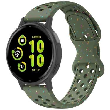 Imagem de Laband Pulseira de silicone esportiva colorida de 20 mm compatível com Garmin Vivoactive 6/Vivoactive 5/3/Forerunner 570 42 mm/165/55/245/645/Venu Sq 2/Venu, pulseira de plástico reciclado macia de