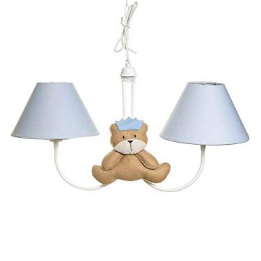 Imagem de Potinho de Mel Lustre com 2 Lâmpadas Simples com 2 Ursos Príncipes, Quarto Bebê Infantil Menino