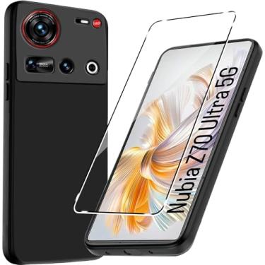 Imagem de Murmure Capa para ZTE Nubia Z70 Ultra 5G com 1 protetor de tela, silicone TPU flexível fino à prova de choque [antiarranhões] [à prova de choque] capa protetora de corpo inteiro, preta