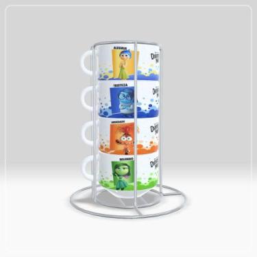 Imagem de Kit Torre Com 4 xícaras de Porcelana Louça Com Suporte Personalizado  