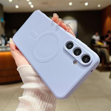 Imagem de Capa magnética de silicone líquido com carga sem fio para Samsung S25 S24 S23FE S22 Plus Ultra A55 A15 A35 A05 Capa macia, roxo claro, para Samsung A55