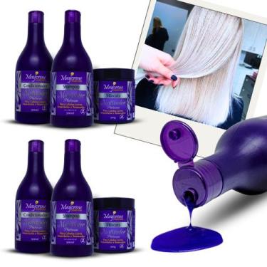 Imagem de 2 Kit Matizador Platinum Maycrene 6x500(Shampoo + Condicionador + Másc