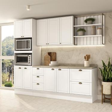 Imagem de Armário de Cozinha Completa c Balcão Milla Glimmer Carraro Branco