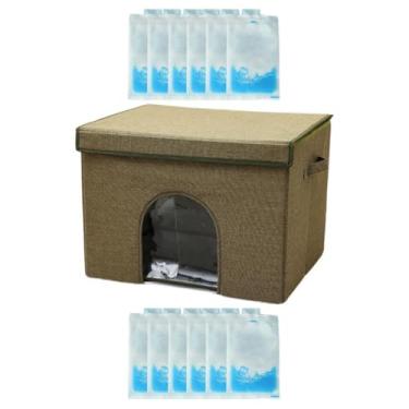 Imagem de Fenteer Casa de gatos de refrigeração com 12 pacotes de freezer Hideaway Washable Villa dobrou condomínio abrigo para animais de estimação para um acessório