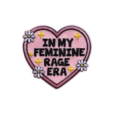 Imagem de LEMEPINZ Patch de coração In My Feminine Rage Era, tamanho 7,6 cm de ferro em bordado feminista para chapéus, roupas, mochilas, jeans, remendos de costura DIY, remendos de tecido, remendos de