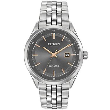 Imagem de Citizen Relógio masculino clássico Addysen Eco-Drive, data com 3 ponteiros, cristal de safira, Mostrador inoxidável/cinza, Clássico