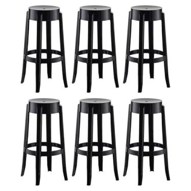 Imagem de Conjunto com 6 Banquetasde Plástico Shine Preto