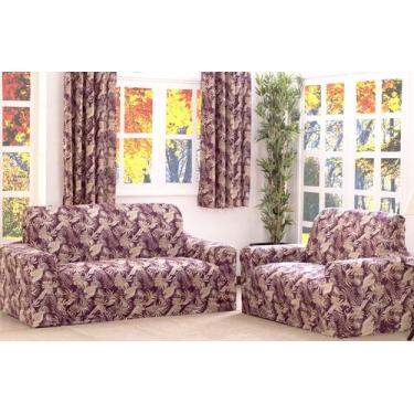 Imagem de Capa Protetora de Sofa Adere Floral Vinho 02 e 03 Lugares - Deccoralle