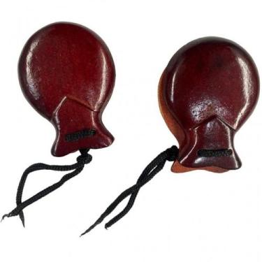 Imagem de Castanholas Espanholas Madeira Escura 2 pares com 9 cm - Lua Mística -