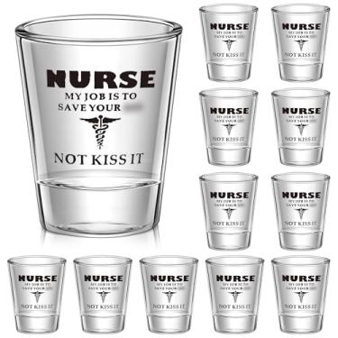 Imagem de Pinkunn 12 peças de copos engraçados de enfermeira de 50 ml, presentes engraçados de enfermeira para mulheres ou homens, presentes técnicos de farmácia, presentes para enfermagem, escola, estudante, formatura, festa de dia de enfermeira (trabalho de enfermeira)