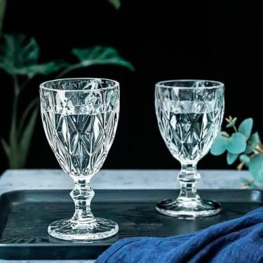 Imagem de Jogo Taças Diamante Vidro 340ml Copo Diamond Moderno Luxo - Prati Casa