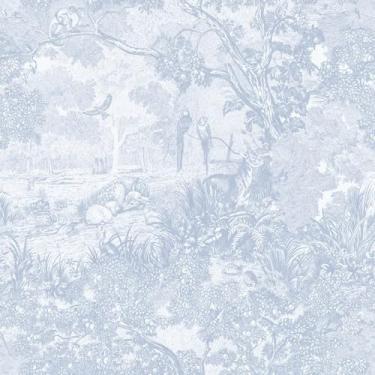 Imagem de Ismoon Papel de parede vintage 43 cm × 337 cm papel de parede neutro azul papel de parede autoadesivo removível animais selva papel de contato para armários banheiro paredes cobrindo rolo de vinil