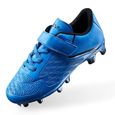 Imagem de LIGVIV Chuteiras de futebol para meninos e meninas – sem cadarço – chão firme ao ar livre, Azul, preto, 22