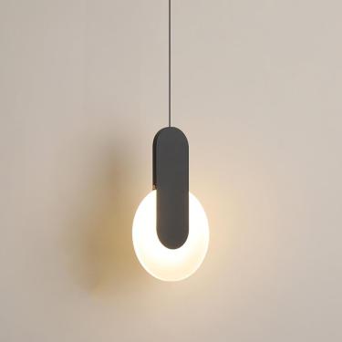 Imagem de Luz Pendente Pequena Moderna Preta, Lustre Geométrico Led Com Placa Guia De Luz Acrílica, Luminária Suspensa Minimalista Para Sala De Jantar Quarto Vestiário, Tricolor, C